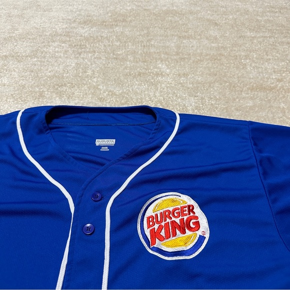 Burger King Adult Large Employee Baseball Jersey Blue Logo - Picture 2 of 5